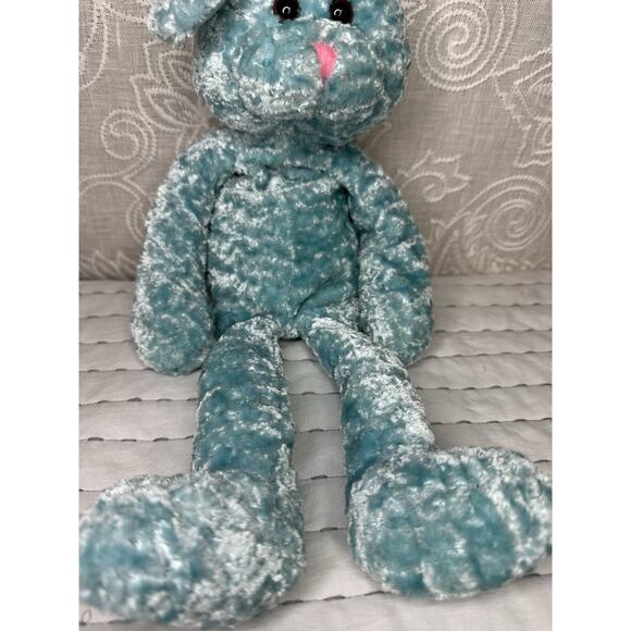 Vintage Bunny Plush PBC International Blue Textured Long Floppy Pink Nose 15” - Picture 3 of 7